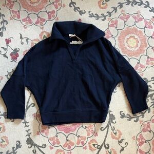 OGL Dark Navy Ribbed Collared Pullover Medium